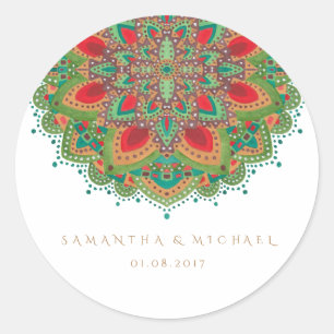 The Green Mandala Wedding Thank You Sticker