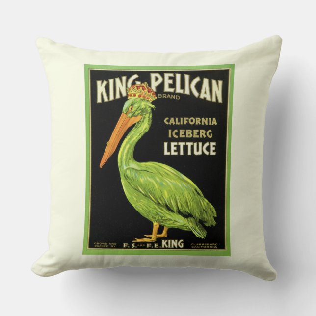The Green Pelican Label  Cushion (Front)