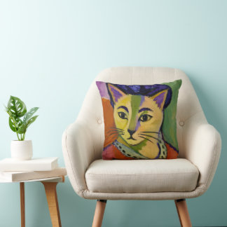 The Green Stripe Cat – Fauvist Matisse-Inspired Cushion