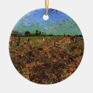 The Green Vineyard by Vincent van Gogh Ceramic Tree Decoration