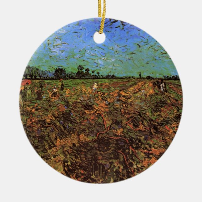 The Green Vineyard by Vincent van Gogh Ceramic Tree Decoration (Front)