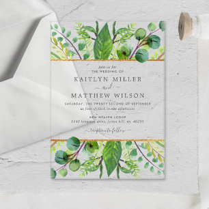 The Greenery & Gold Wedding Collection Acrylic Invitations
