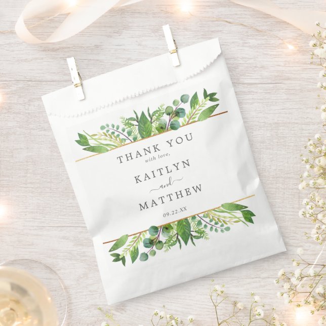 The Greenery & Gold Wedding Collection Favour Bag (Clipped)