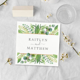 The Greenery & Gold Wedding Collection Napkin