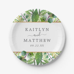 The Greenery & Gold Wedding Collection Paper Plate