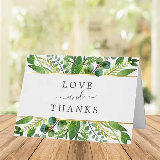 The Greenery & Gold Wedding Collection Thank You Foil Greeting Card (Creator Uploaded)