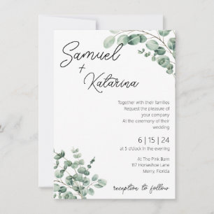 The Greenery Wedding Invitation with Details