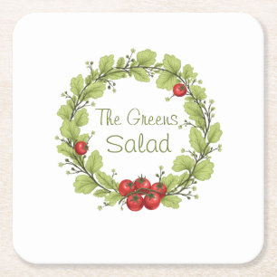 The Greens Salad Square Paper Coaster