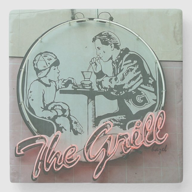 The Grill, Athens Georgia Marble Coaster. Stone Coaster (Front)