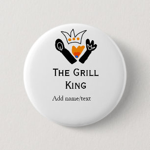 The grill master add name text cooking best barequ 6 cm round badge