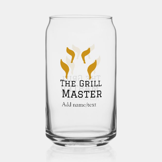The grill master add name text cooking best barequ can glass (Front)