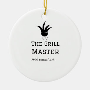 The grill master add name text cooking best barequ ceramic ornament