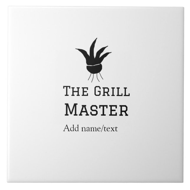 The grill master add name text cooking best barequ ceramic tile (Front)