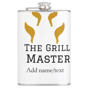 The grill master add name text cooking best barequ hip flask