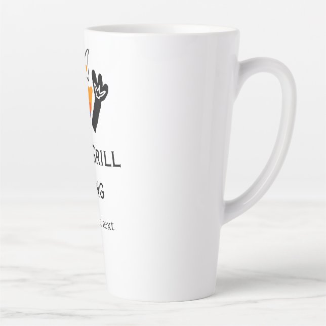 The grill master add name text cooking best barequ latte mug (Right)
