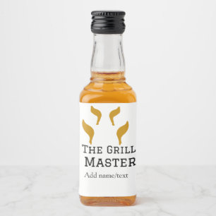 The grill master add name text cooking best barequ liquor bottle label