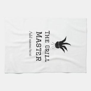 The grill master add name text cooking best barequ tea towel
