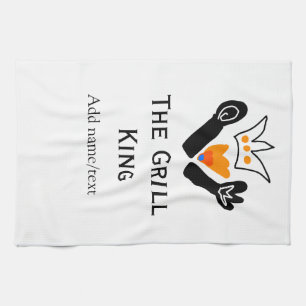 The grill master add name text cooking best barequ tea towel