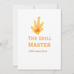 The grill master add name text cooking best yellow invitation