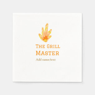 The grill master add name text cooking best yellow napkin