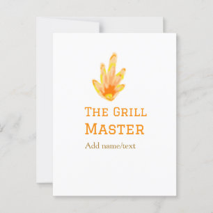 The grill master add name text cooking best yellow postcard