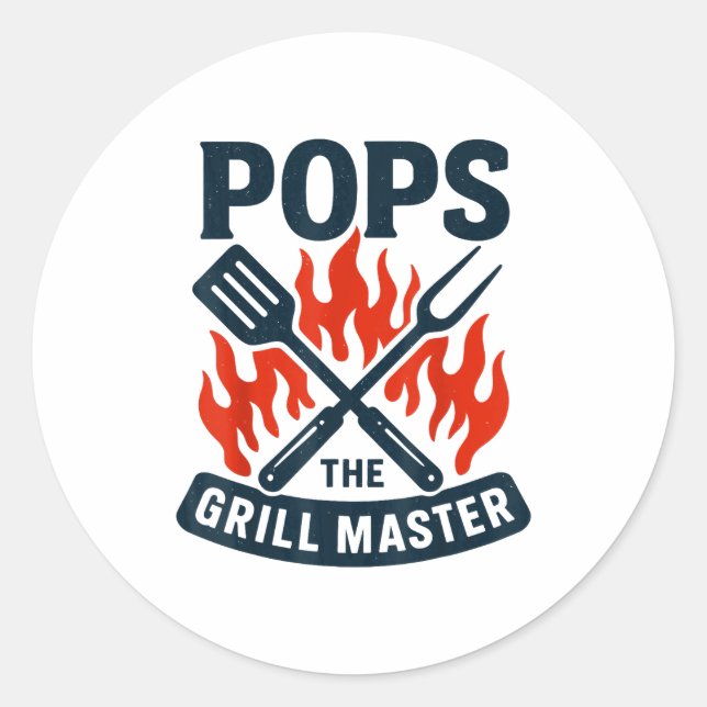 The Grill Master Bbq Father's Day Grandpa Grilling Classic Round Sticker (Front)