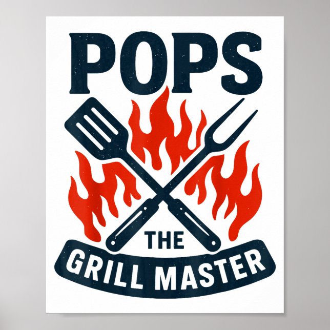 The Grill Master Bbq Father's Day Grandpa Grilling Poster (Front)