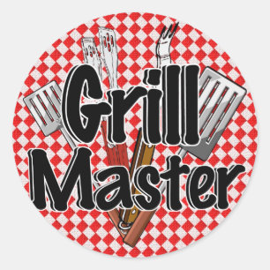 The Grill Master with BBQ Tools Classic Round Sticker