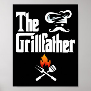 The Grillfather Bbq Grill And Smoker Graphic Tees  Poster