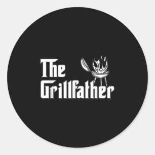The Grillfather Funny Bbq Dad Grilling Barbecue Classic Round Sticker