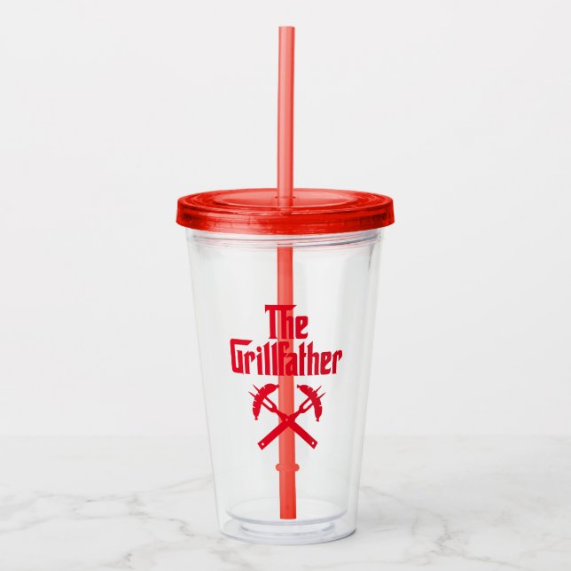 The Grillfather With Hot Dogs Acrylic Tumbler (Front)