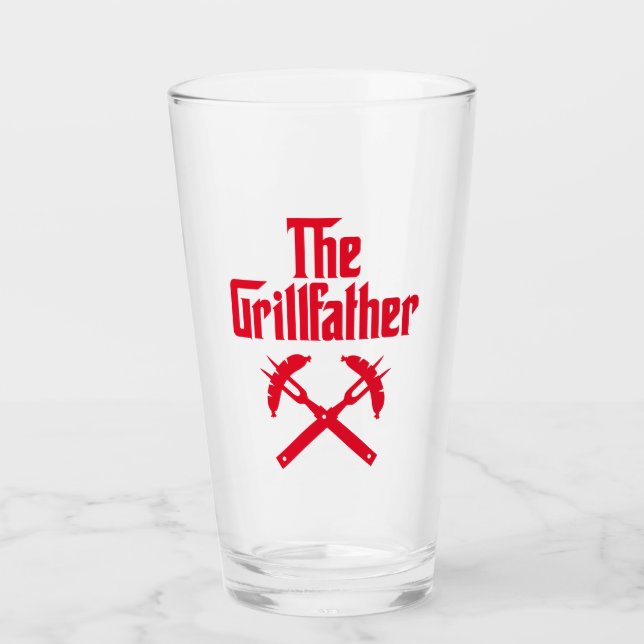 The Grillfather With Hot Dogs Glass (Front)