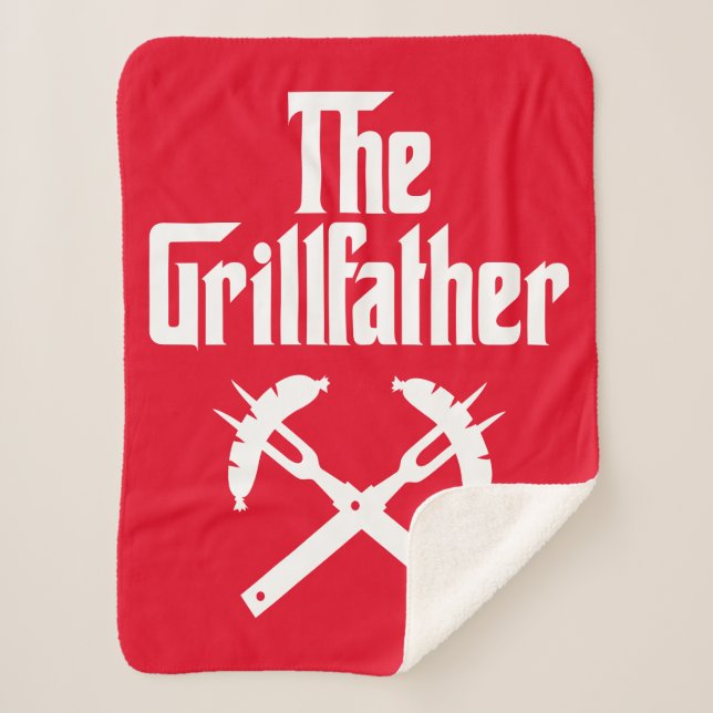 The Grillfather With Hot Dogs Sherpa Blanket (Front)