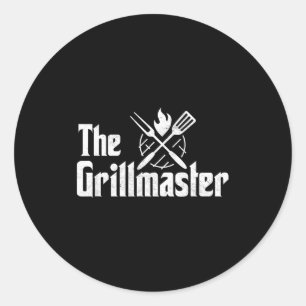 The grillmaster bbq grill & smoker barbecue classic round sticker