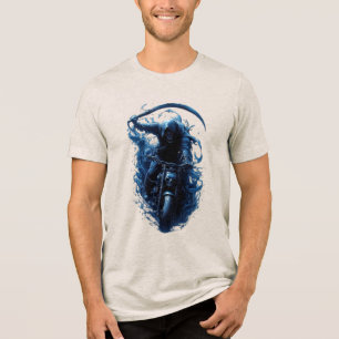 The Grim Reaper Biker on a Motorcycle Tri-Blend Shirt