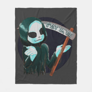 The Grim Reaper says: C'est la vie. and he shrugs Fleece Blanket