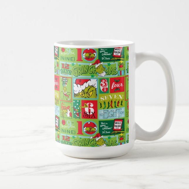 The Grinch | 12 Days of Grinchmas Pattern Coffee Mug (Right)