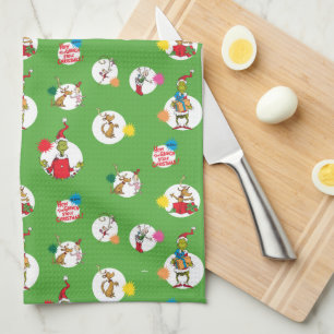 The Grinch   Christmas Dot Pattern Tea Towel