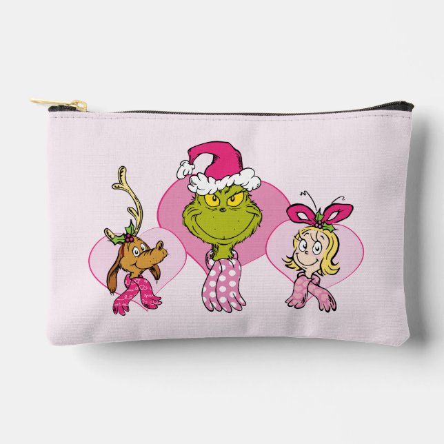 The Grinch Crew in Pink Valentine's Portrait Accessory Pouch (Front)