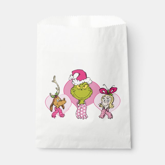 The Grinch Crew in Pink Valentine's Portrait Favour Bag (Front)
