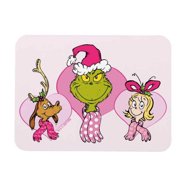 The Grinch Crew in Pink Valentine's Portrait Magnet (Horizontal)