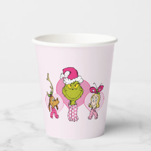 The Grinch Crew in Pink Valentine's Portrait Paper Cups