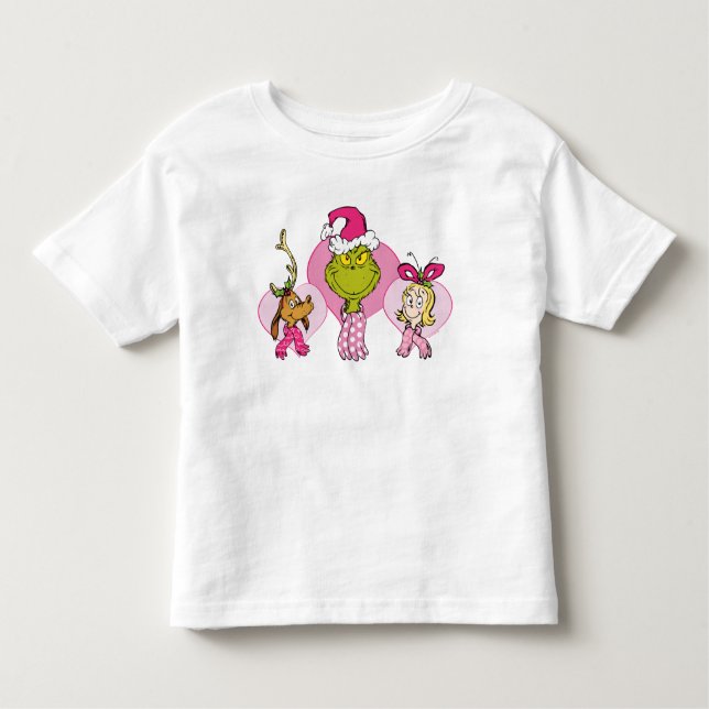 The Grinch Crew in Pink Valentine's Portrait Toddler T-Shirt (Front)