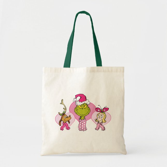The Grinch Crew in Pink Valentine's Portrait Tote Bag (Front)