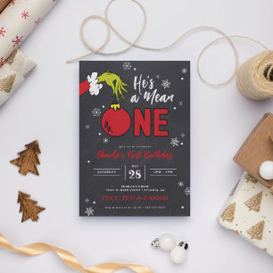 The Grinch He's a Mean One Chalkboard 1st Birthday