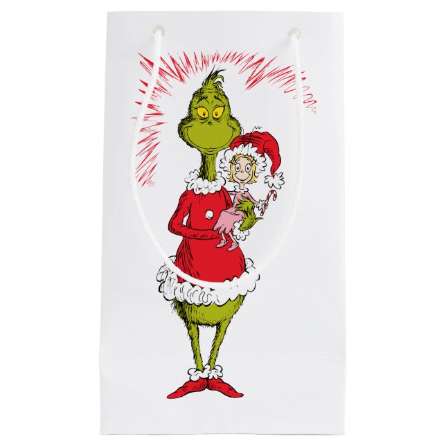 The Grinch Holds Cindy Lou Who Small Gift Bag (Front)