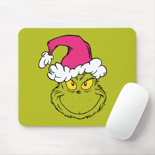 The Grinch in Pink Santa Hat Mouse Pad (With Mouse)