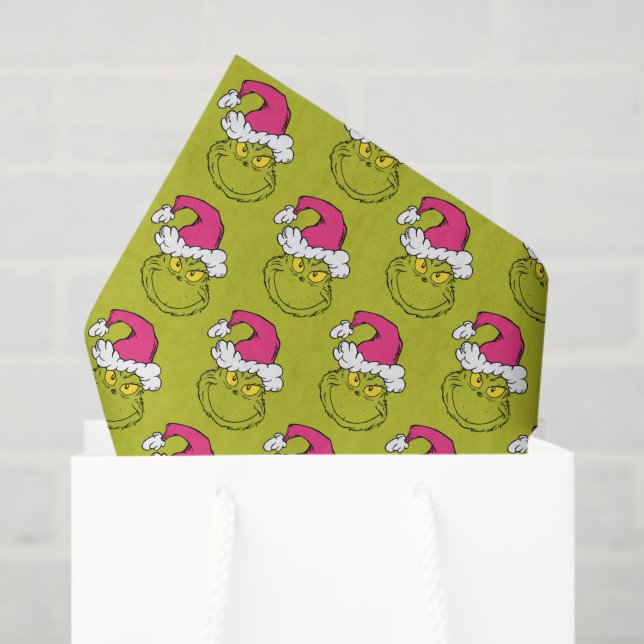 The Grinch in Pink Santa Hat Tissue Paper (Gift Bag)
