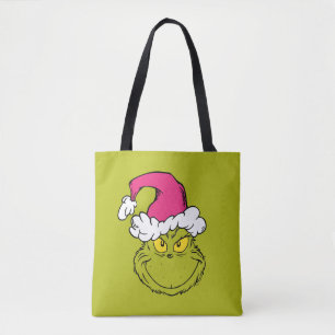 The Grinch in Pink Santa Hat Tote Bag