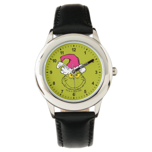 The Grinch in Pink Santa Hat Watch (Front)